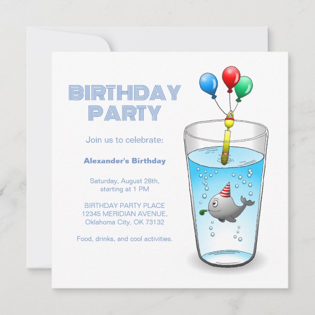 Whale Birthday Party Invitation (Front)