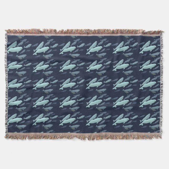 Whale Blanket Beluga Whale Art Throw Blankets (Front)