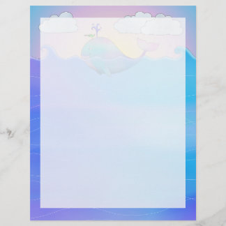 Whale Border -  8.5" x 11" Stationery Sheet