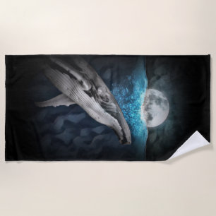 Whale By Moonlight Beach Towel