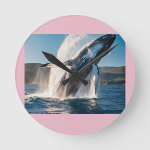 Whale Carrying Another Whale in the Deep Ocean Round Clock