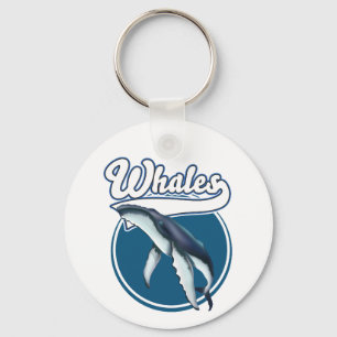 Whale cartoon logo key ring