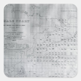 Whale Chart of the North Pacific, 1851 Square Sticker