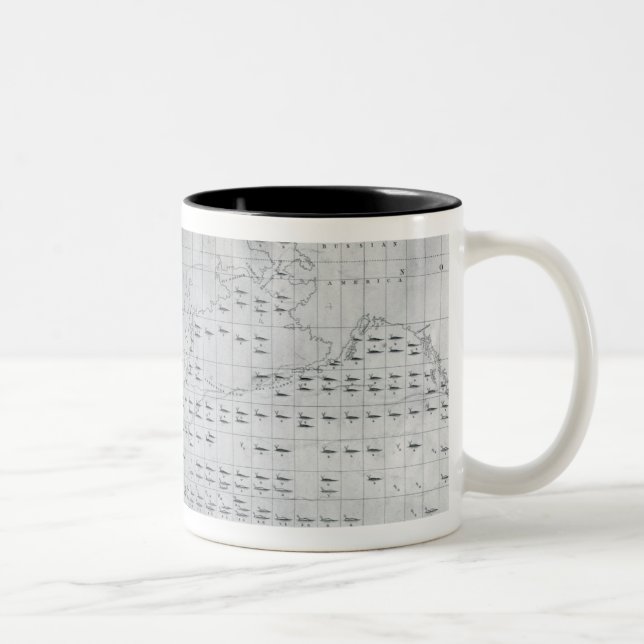 Whale Chart of the North Pacific, 1851 Two-Tone Coffee Mug (Right)