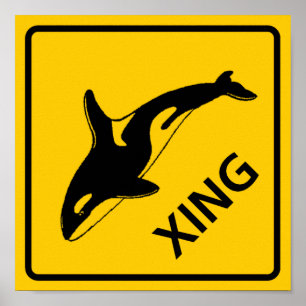 Whale Crossing Highway Sign