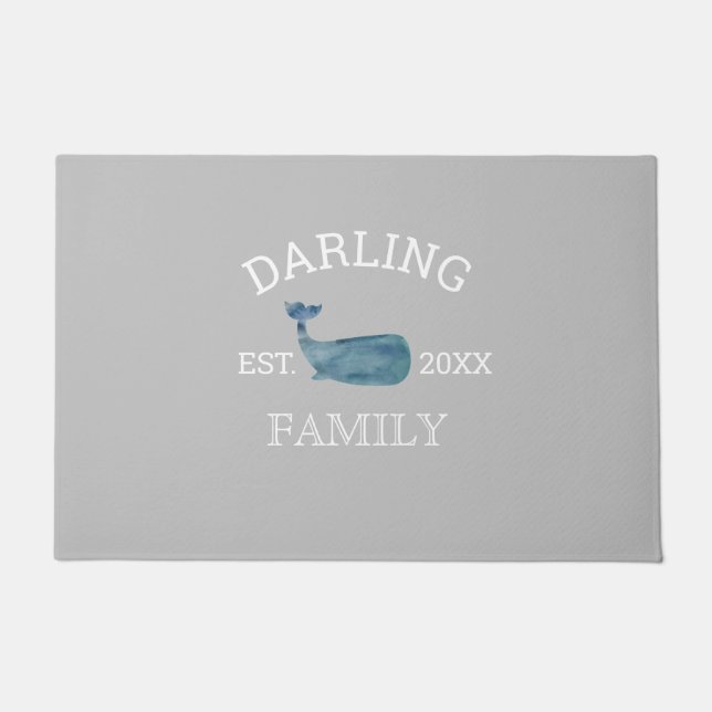 Whale Custom Family Beach Doormat (Front)