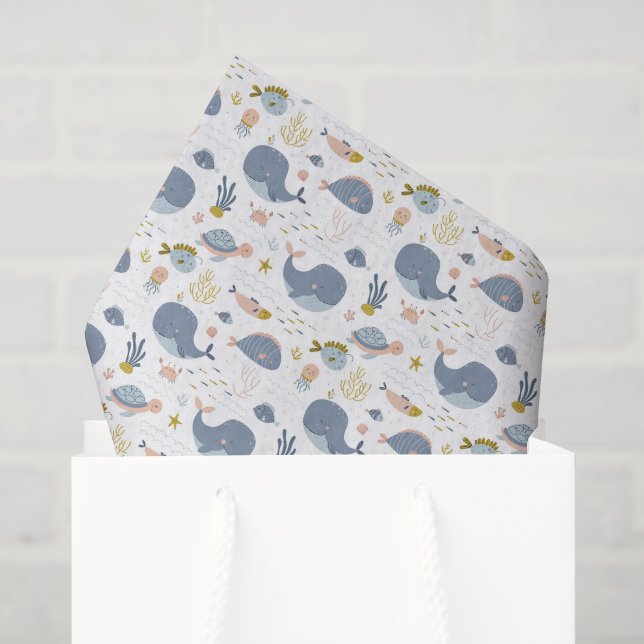 Whale Decoupage Tissue Paper, Ocean Gift Paper (Gift Bag)