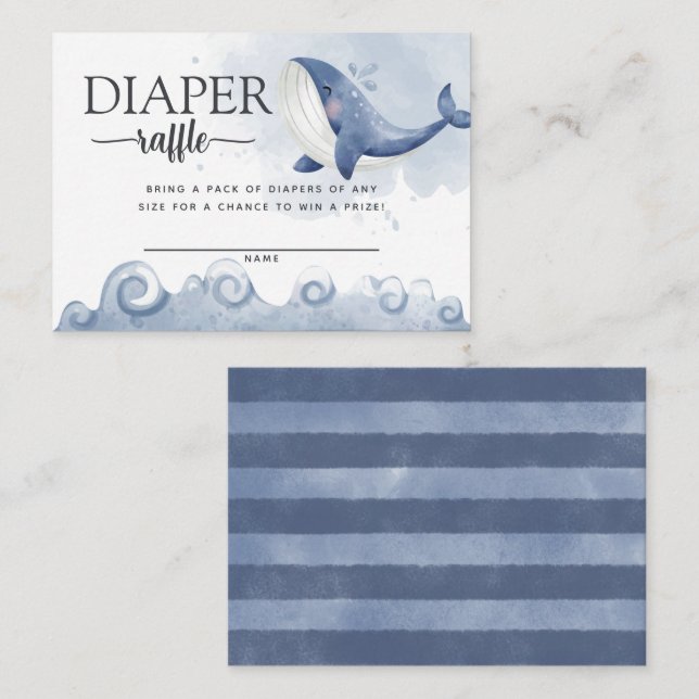 Whale Diaper Raffle Card Insert (Front/Back)