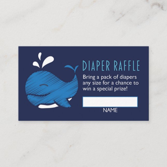 Whale Diaper Raffle Ticket (boy) Enclosure Card (Front)
