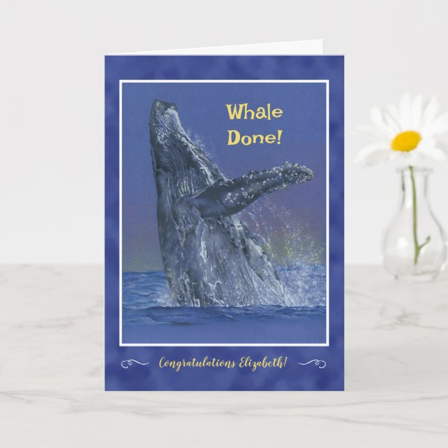 "Whale Done" Personalised Graduation Greeting Card (Small Plant)