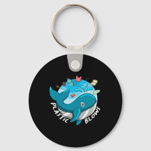 Whale Earth Day Plastic Blows Sea Pollution Recycl Key Ring