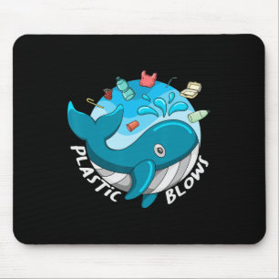 Whale Earth Day Plastic Blows Sea Pollution Recycl Mouse Pad