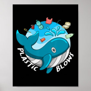 Whale Earth Day Plastic Blows Sea Pollution Recycl Poster