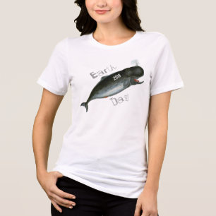 Whale Earth Day T-shirt Tri-Blend Shirt