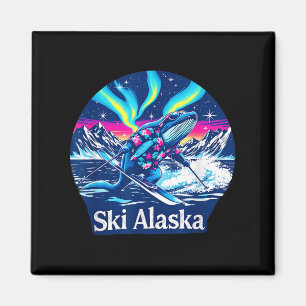 Whale Enjoying Skiing In Alaska Adventure Magnet