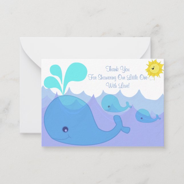 Whale Family Baby Shower Thank You Card (Front)