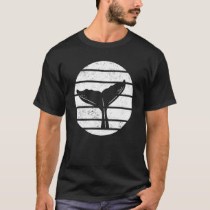 Whale Fin Retro Sunset Whale Watcher T-Shirt