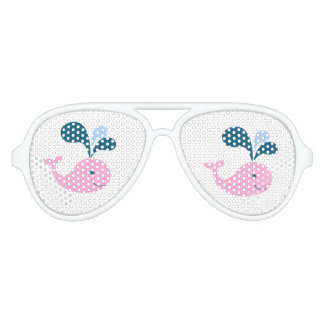 WHALE. FISH. CUTE PINK WHALE ILLUSTRATION AVIATOR SUNGLASSES