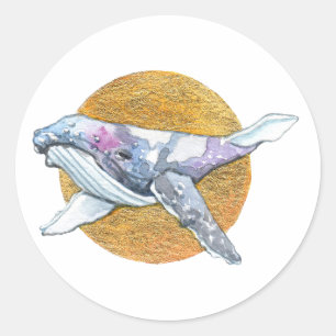 Whale Float Classic Round Sticker