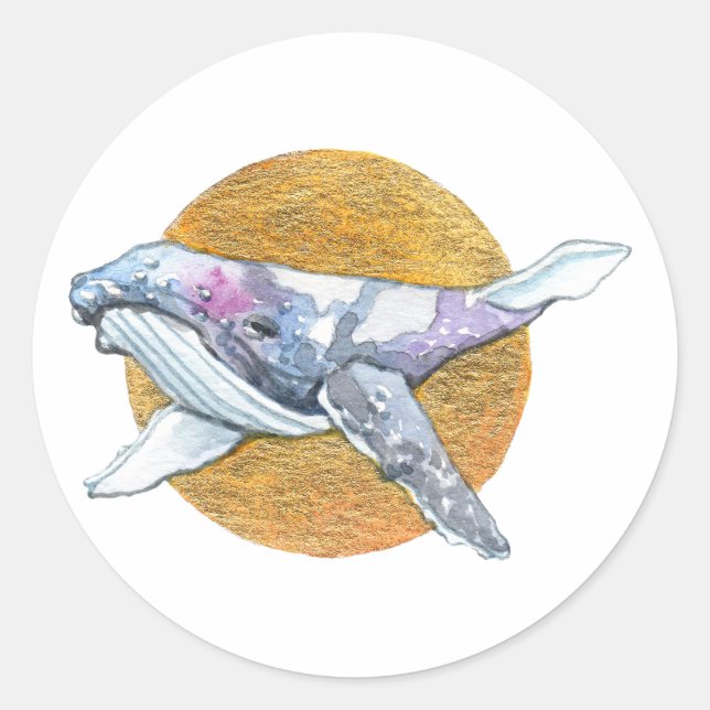 Whale Float Classic Round Sticker (Front)