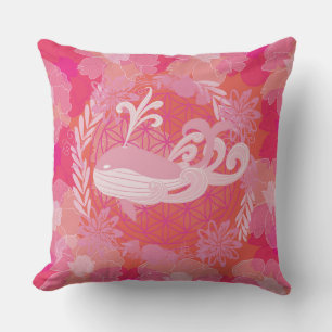 Whale flower of life cushion