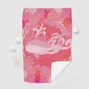 Whale flower of life golf towel