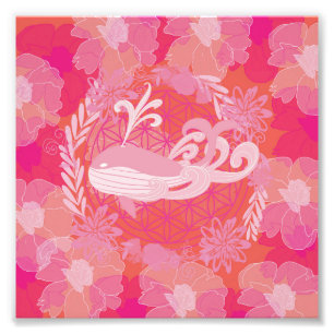 Whale flower of life photo print