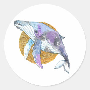 Whale Fly Classic Round Sticker