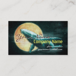 Whale Flying to The Moon Business Cards template