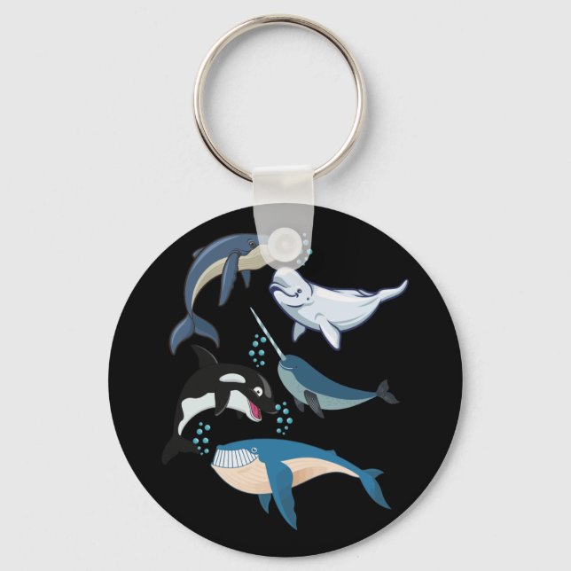 Whale For Whale Lovers Blue Beluga Orca Key Ring (Front)