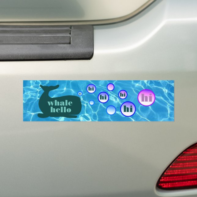 Whale Hello Bumper Sticker (On Car)