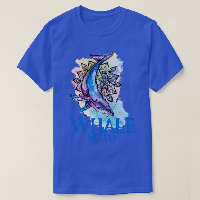 Whale Hello Rainbow Mandala T-Shirt (Design Front)