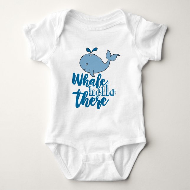 Whale Hello There Whale Cartoon Cute Baby Whale De Bodysuit (Front)