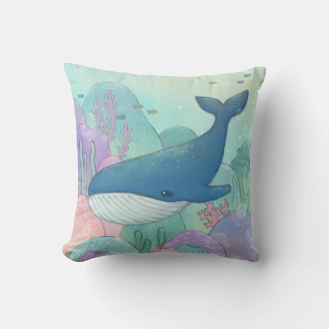 Whale Illustration Cushion (Front)