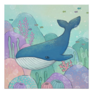 Whale Illustration Poster