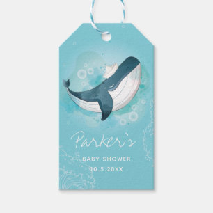 Whale Illustration Sea Baby Shower Gift Tags