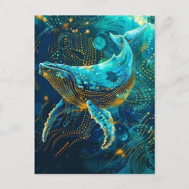 Whale in Aborigine Dot Art Style Postcard (Front)