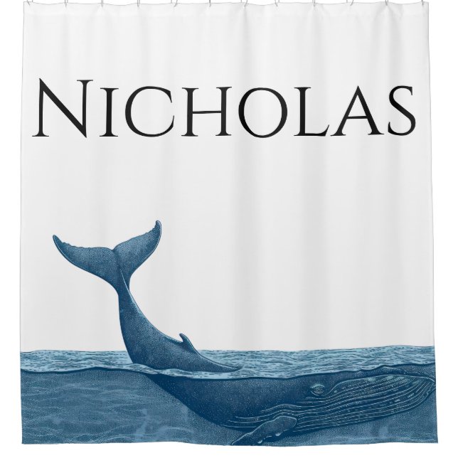 Whale in ocean   shower curtain (Front)