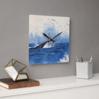 Whale in Sea Birds in Distance Art Decor Gift
