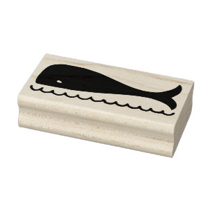 Whale in Sea Facing Left Rubber Art Stamp