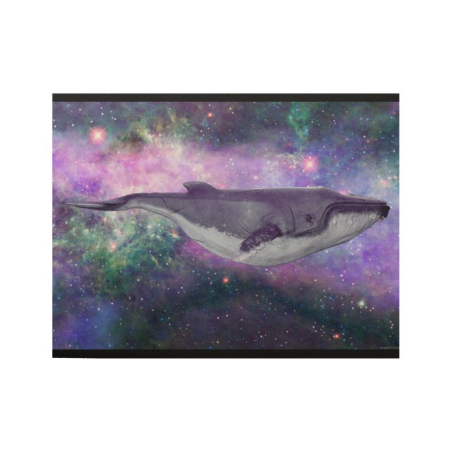 Whale in Space Stunning Stars Spectacular Galaxy Wood Poster (Front)