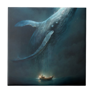 Whale In The Sky Fantasy Art Ceramic Tile
