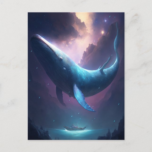 Whale In The Sky Fantasy Art Postcard (Front)