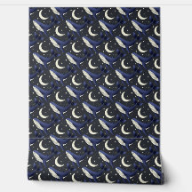 Whale in the Stars with the moon on dark blue