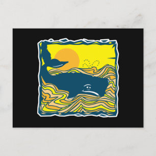 whale in the sunset design postcard