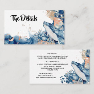 Whale jelly fish sea mammals blue orange chic enclosure card