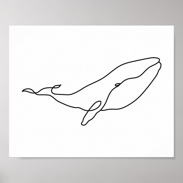 Whale , line art illustration poster (Front)