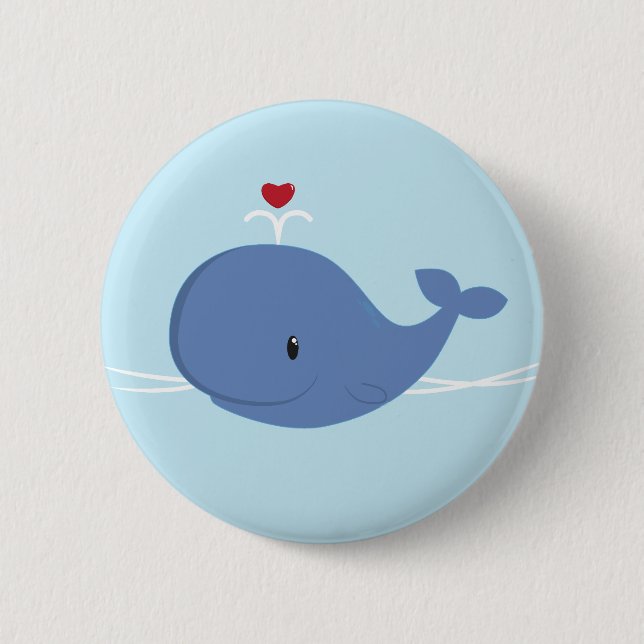 Whale love 6 cm round badge (Front)