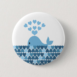 Whale Love 6 Cm Round Badge