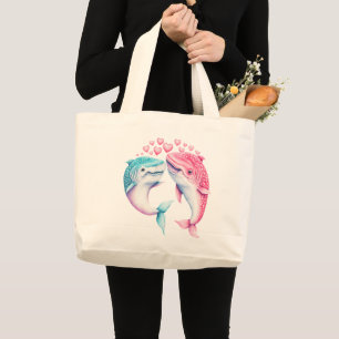 Whale Love: A Romantic Tale of Affectionate Souls Large Tote Bag